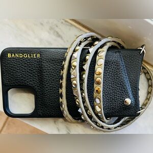 Bandolier Phone Case authentic Studded Gold & Silver & gray bandolier strap